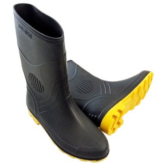 Bota PVC Preto/Amarelo Cano Médio S/Forro Pega Forte Grendene 39 - Main Image