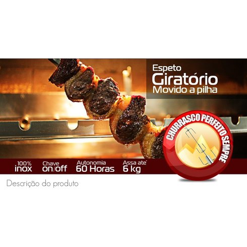 espetoflex espeto giratorio a pilha inox original picanha