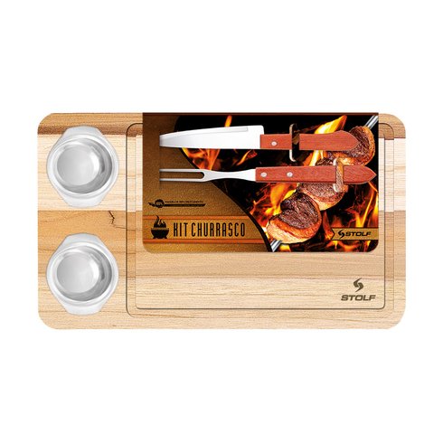 tabua para churrasco stolf teca faca garfo completa