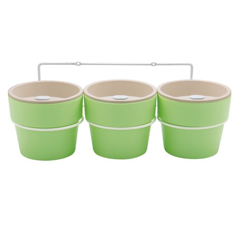 kit com tres vasos auto irrigavel verde menta ou