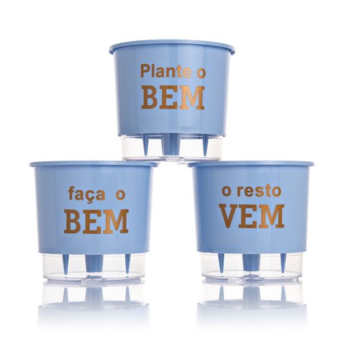 vaso autoirrigavel wishes plante o bem azul piramede