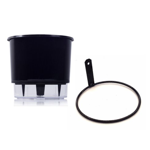 vaso raiz autoirrigavel medio preto suporte parede