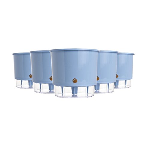 kit 5 vasos auto irrigaveis raiz azul serenity