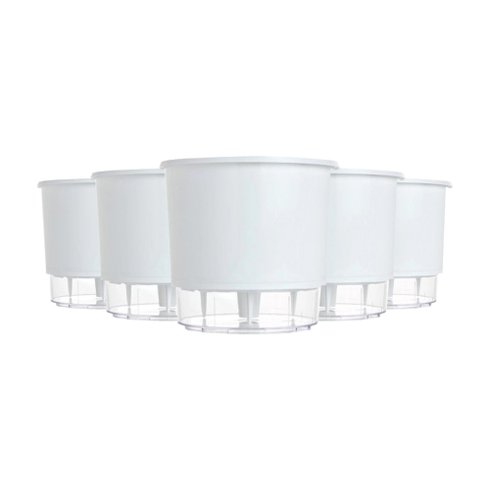 kit 5 vasos auto irrigaveis raiz branco