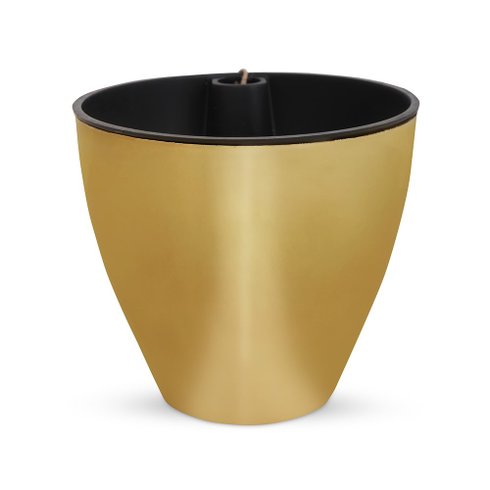 vaso autoirrigavel plantie dourado metalizado