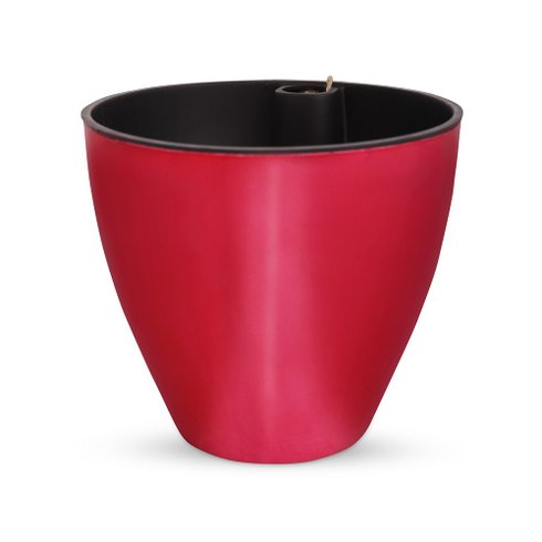 vaso autoirrigavel plantie vermelho metalizado