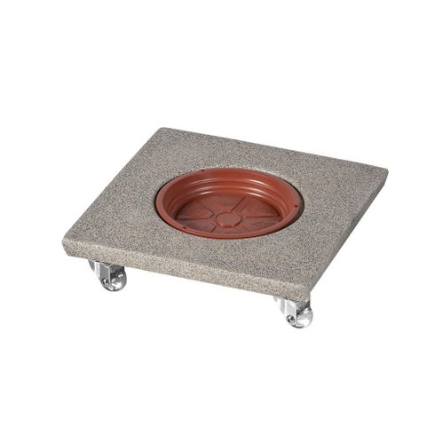 rodizio quadrado polido para vaso com prato pedra