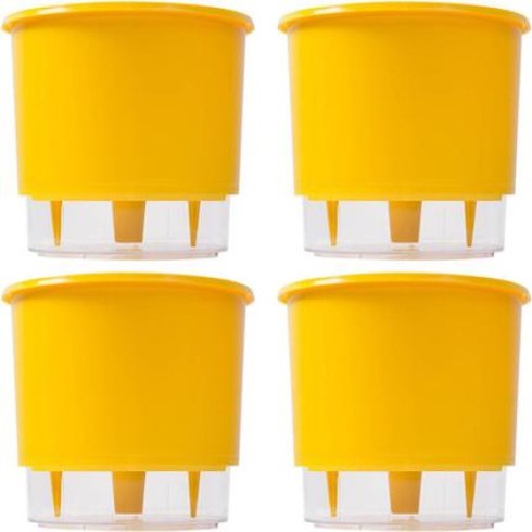 kit 4 vasos raiz autoirrigavel medio amarelo