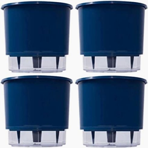 kit 4 vasos raiz autoirrigavel medio azul escuro