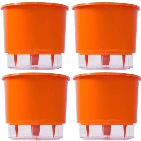 kit 4 vasos raiz autoirrigavel medio laranja