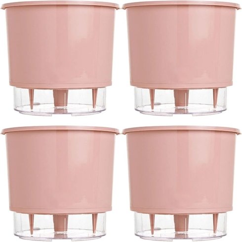 kit 4 vasos raiz autoirrigavel medio rosa quartz