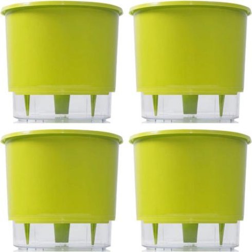 kit 4 vasos raiz autoirrigavel medio verde claro