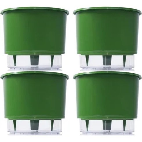 kit 4 vasos raiz autoirrigavel medio verde escuro