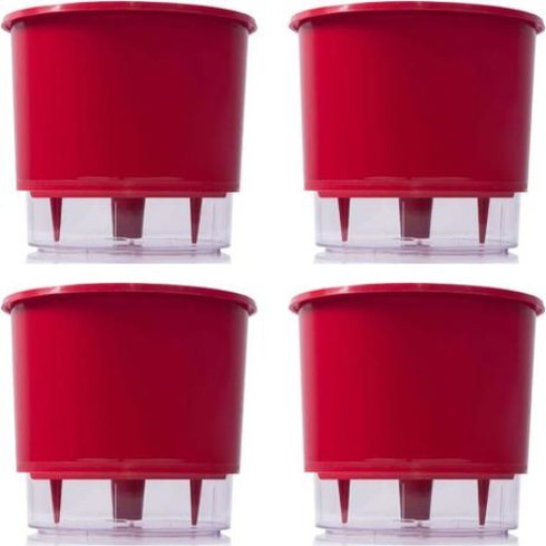 kit 4 vasos raiz autoirrigavel medio vermelho