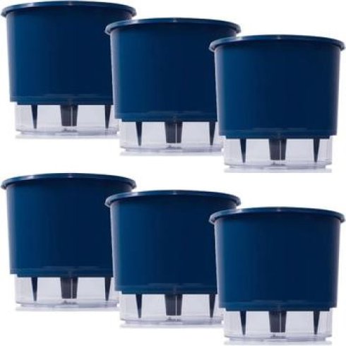 kit 6 vasos raiz autoirrigavel medio azul escuro