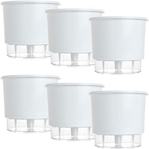kit 6 vasos raiz autoirrigavel medio branco