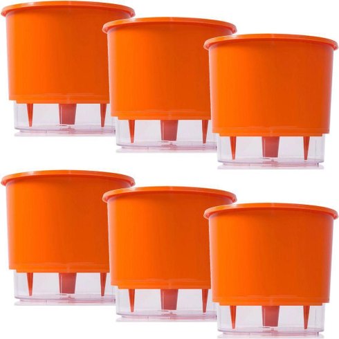 kit 6 vasos raiz autoirrigavel medio laranja