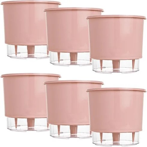 kit 6 vasos raiz autoirrigavel medio rosa