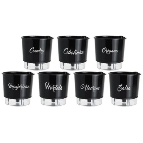 kit 7 vasos raiz gourmet preto