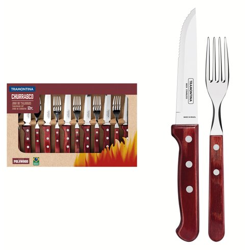 jogo churrasco polywood vermelho faqueiro