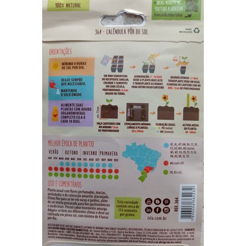 semente calundula por do sol isla epoca plantio
