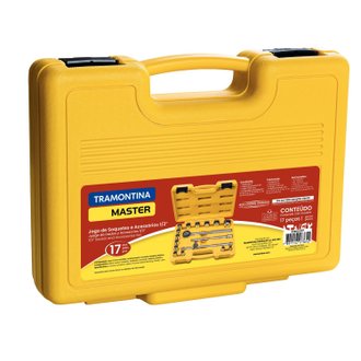 Jogo de Soquetes Estriados Encaixe 1/2''  em aço cromado com maleta Tramontina