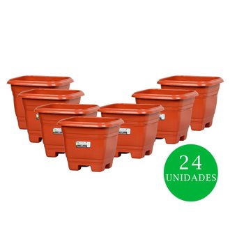 Kit Vaso Quadrado N 22 Rischioto Marrom
