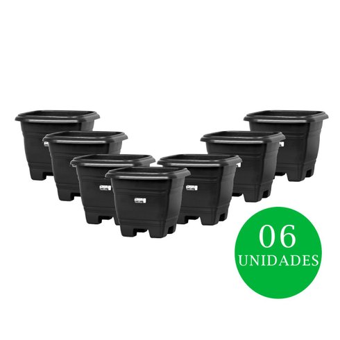 kit vaso quadrado 35 rischioto preto 06 und