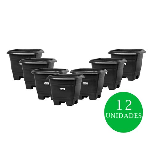 kit vaso quadrado 35 rischioto preto 12und