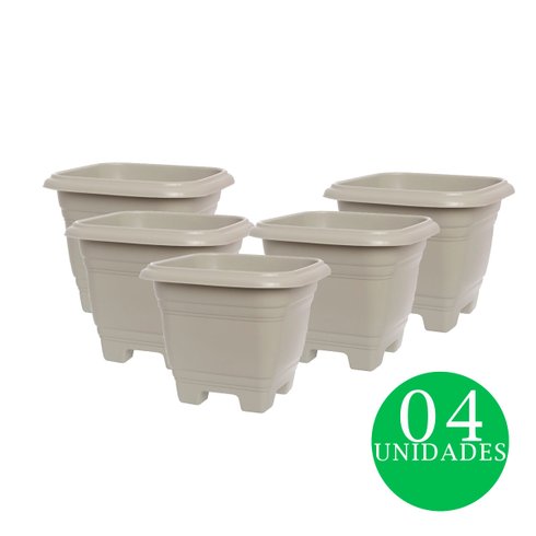 kit vaso quadrado areia rischioto 04und