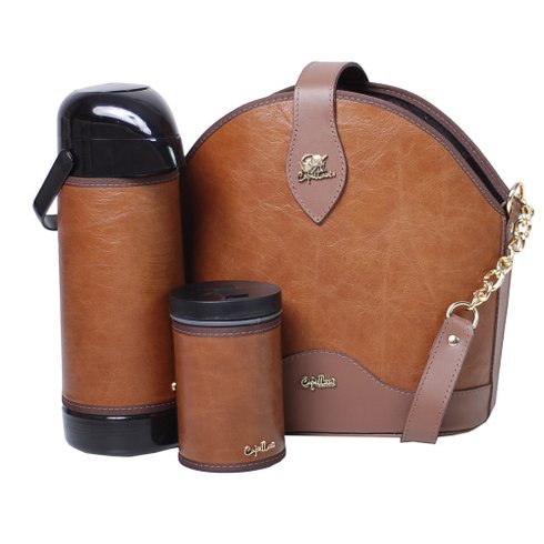 kit chimarrao corrente dourada caramelo