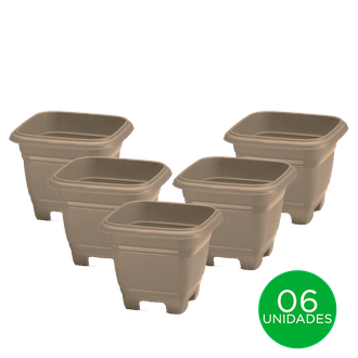 kit vaso quadrado 28 richioto areia novo 6und