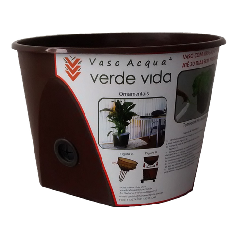 vaso acqua auto irrigavel verde vida marrom