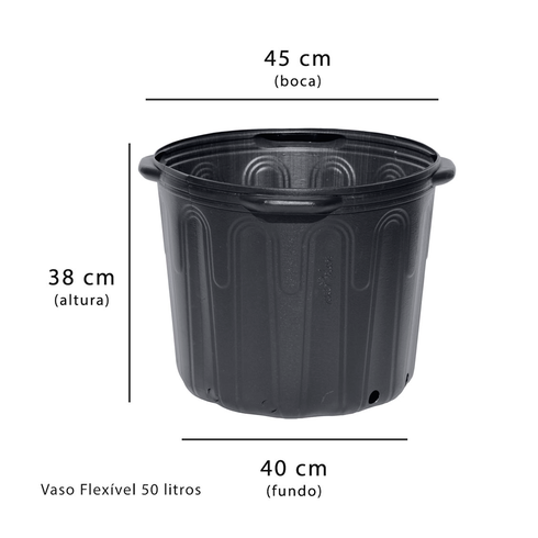 vaso embalagem mudas nutriplan 50 litros medidas alca