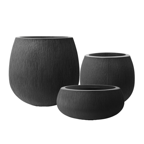 vaso relevo oval preto