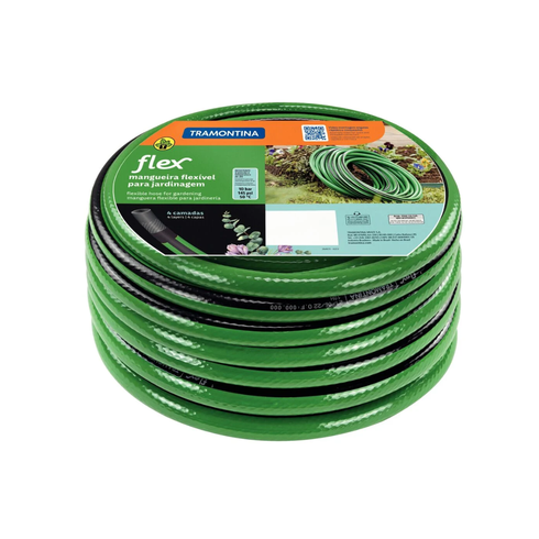 mangueira flexpara jardim verde com faixa preta em pvc 4 camadas tramontina 79167250 25m