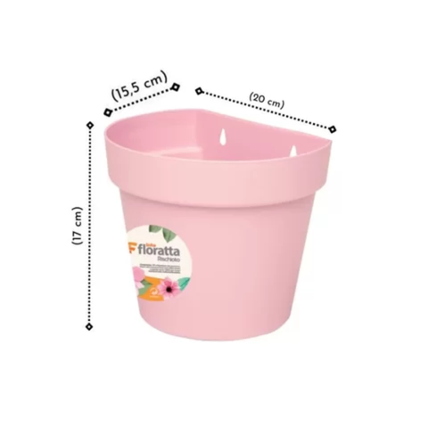 kit vaso de parede floratta 3 litros rischioto 6 unidades rosa medida