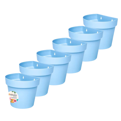kit vaso de parede floratta 3 litros rischioto 6 unidades azul