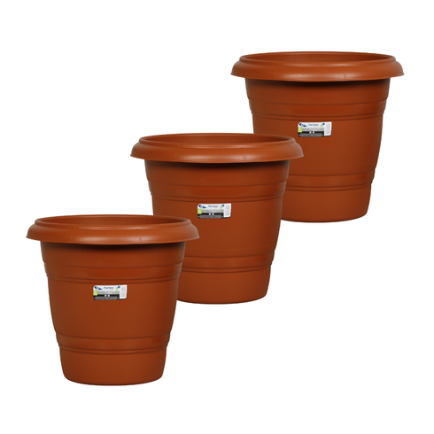 kit vaso redondo 28 rischioto marrom 3 unidades
