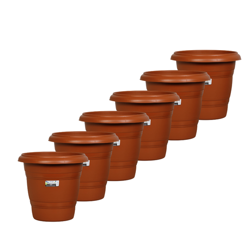 kit vaso redondo 28 rischioto marrom 6 unidades