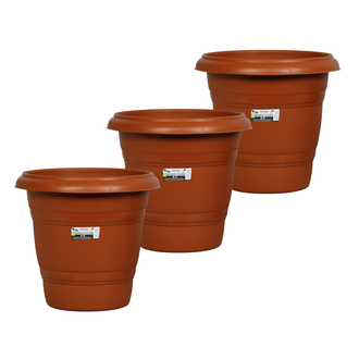 kit vaso redondo 35 rischioto marrom 3 unidades