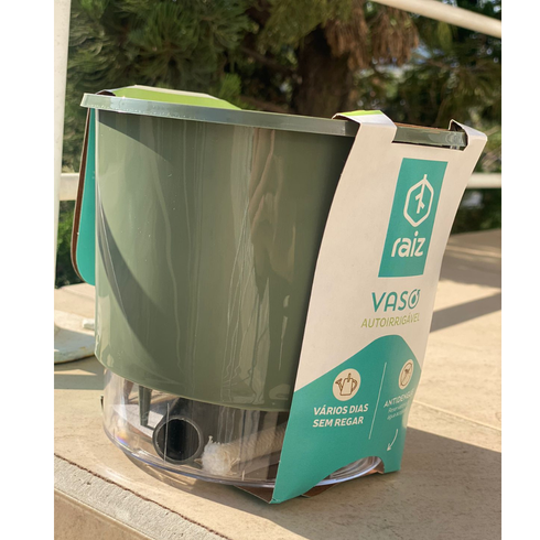 vaso auto irrigavel n 02 pequeno raiz verde militar 3