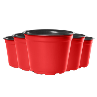 Kit Pote Vaso Plástico flexível Tipo Holambra NP 14 cor Vermelho/Preto