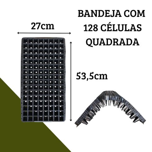 bandeja 128 celulas quadrada tamanho
