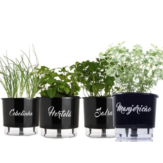 Kit 4 Vasos Autoirrigáveis Médio N3 Linha Gourmet Raiz cor