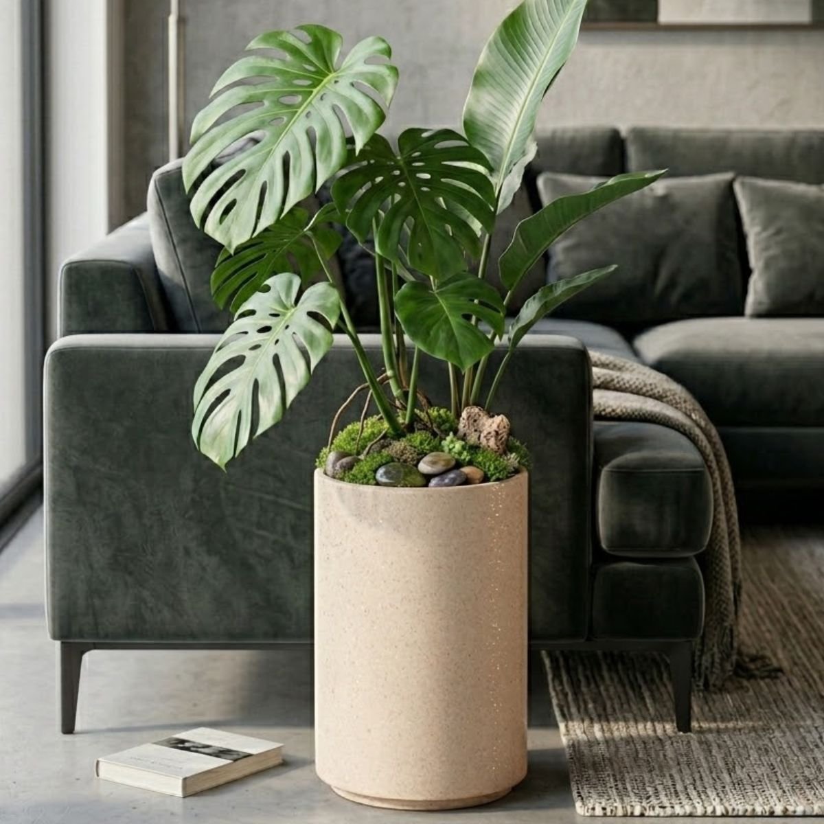 vaso de polietileno classic cilindrico 55 nutriplan cor areia 1 2
