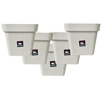 Kit Vaso Quadrado Floratta Rischioto N15 1,9lt Cor Areia