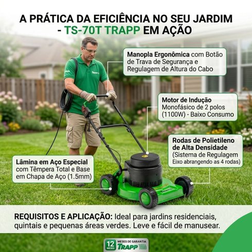 cortador de grama eletrico ts 70t 1100w mono 220v trapp 2