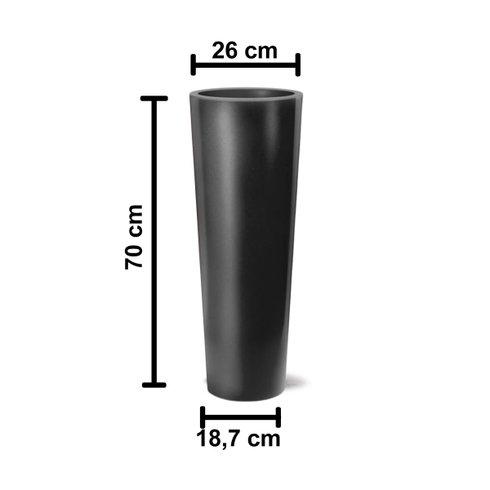 vaso polietileno classic cone 70 nutriplan cor preto medidas