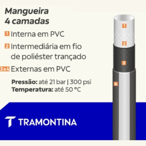 mangueira multi forte 12 para jardim tramontina cinza 4 camadas